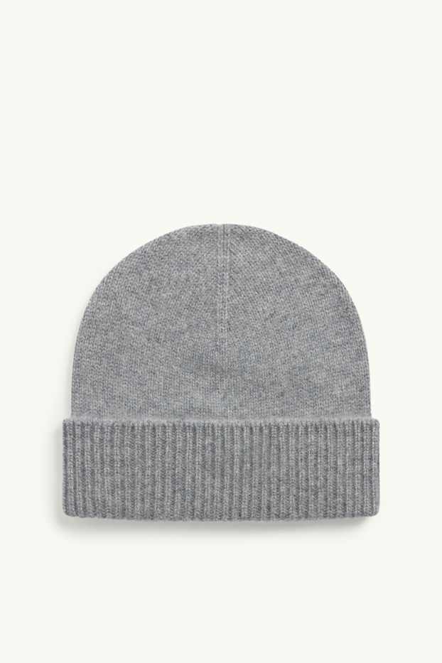 Damen - Kaschmir-Beanie - hellgrau