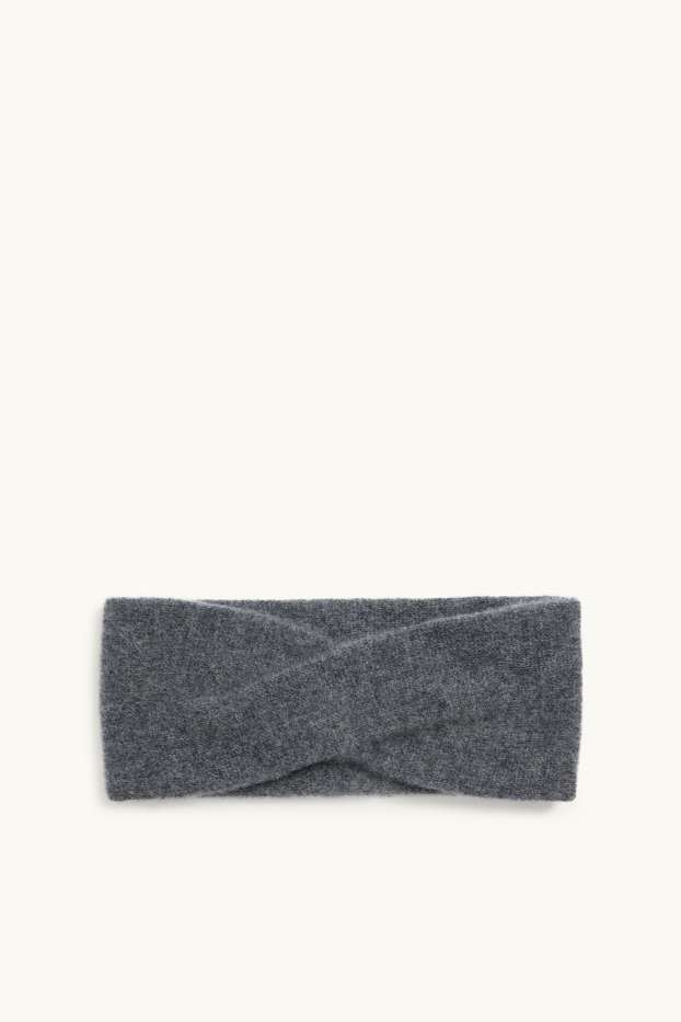 Femmes - Bandeau cheveux en cachemire - gris foncé