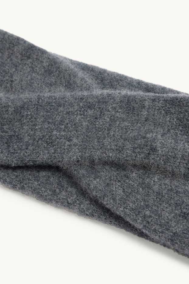 Femmes - Bandeau cheveux en cachemire - gris foncé