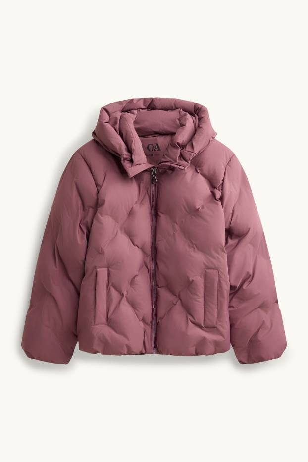 Kinder Mädchen - Steppjacke mit Kapuze - wasserabweisend - dunkelrosa