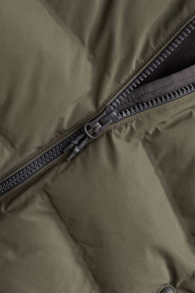 Kinder Buben - Steppjacke mit Kapuze - gefüttert - wasserabweisend - grau / dunkelgrün