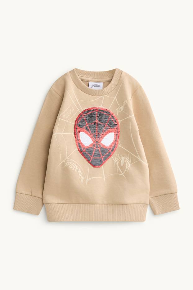 Enfants garçons - Spider-Man - sweat - effet brillant - beige
