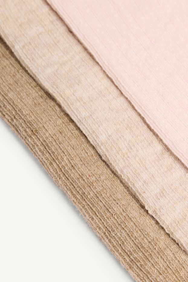 Baby: meisjes - Set van 3 - babymaillot - ribstof - roze / beige