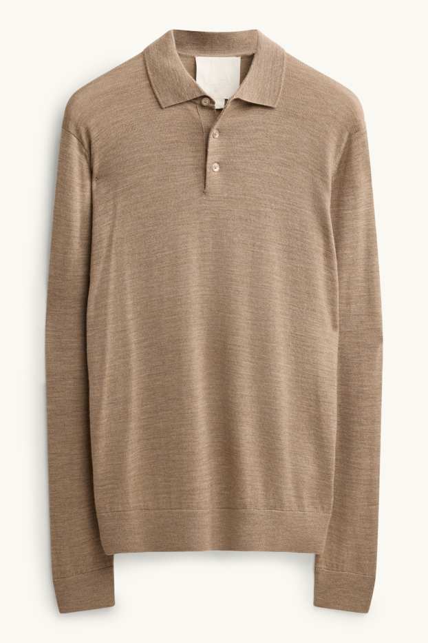 Herren - Merino-Pullover - beige-melange