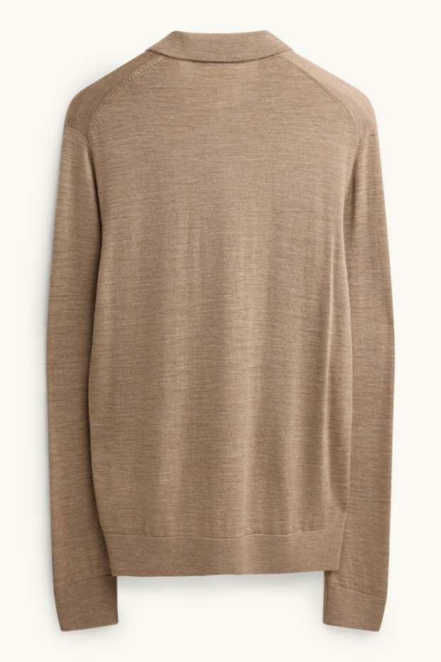 Herren - Merino-Pullover - beige-melange