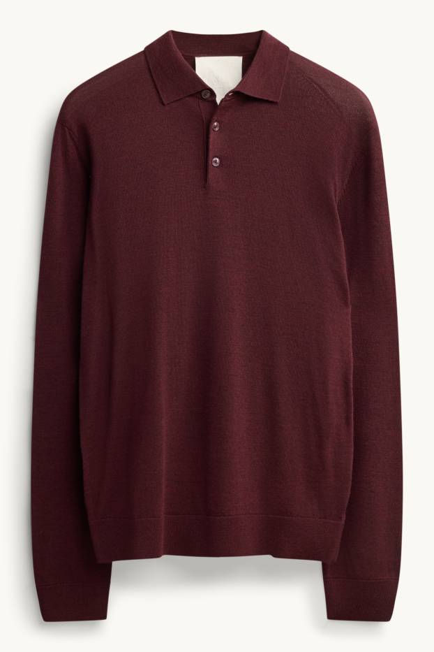 Herren - Merino-Pullover - bordeaux