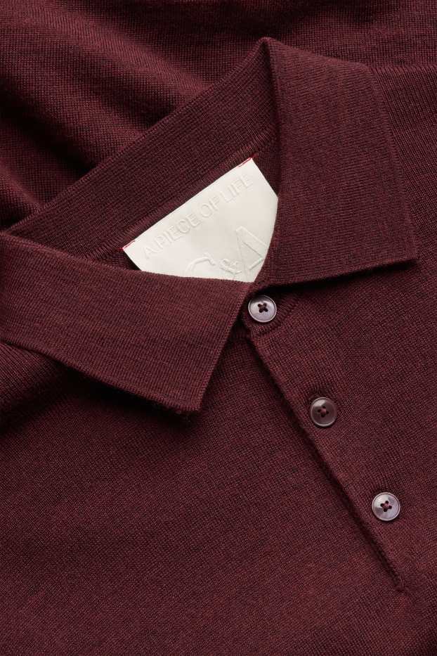 Herren - Merino-Pullover - bordeaux