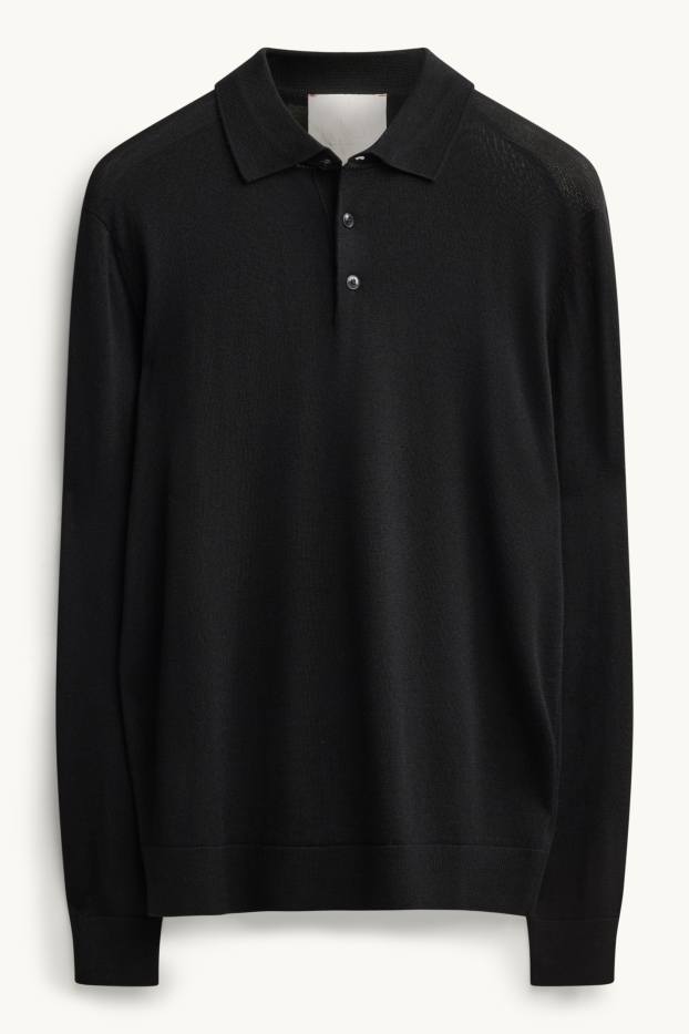 Herren - Merino-Pullover - schwarz