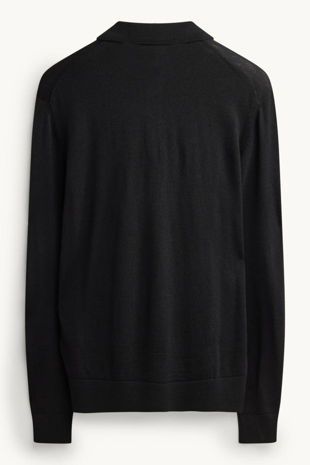 Herren - Merino-Pullover - schwarz