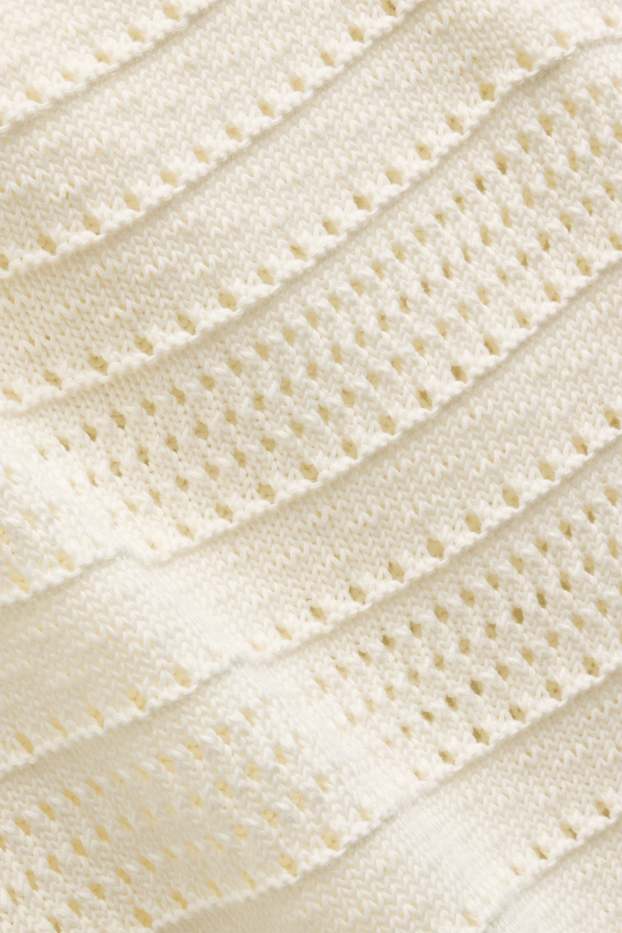 Damen - Strickpullover - kurzarm - cremeweiß