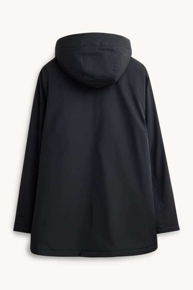 Hommes - Parka à capuche - doublée - finition déperlante - noir