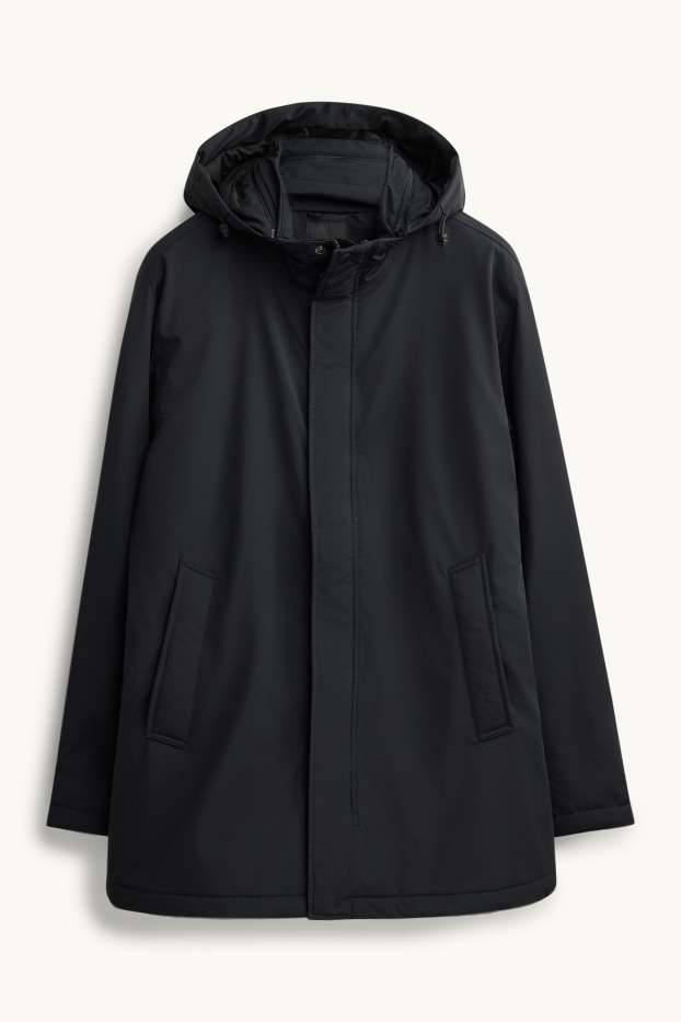 Hommes - Parka à capuche - doublée - finition déperlante - noir