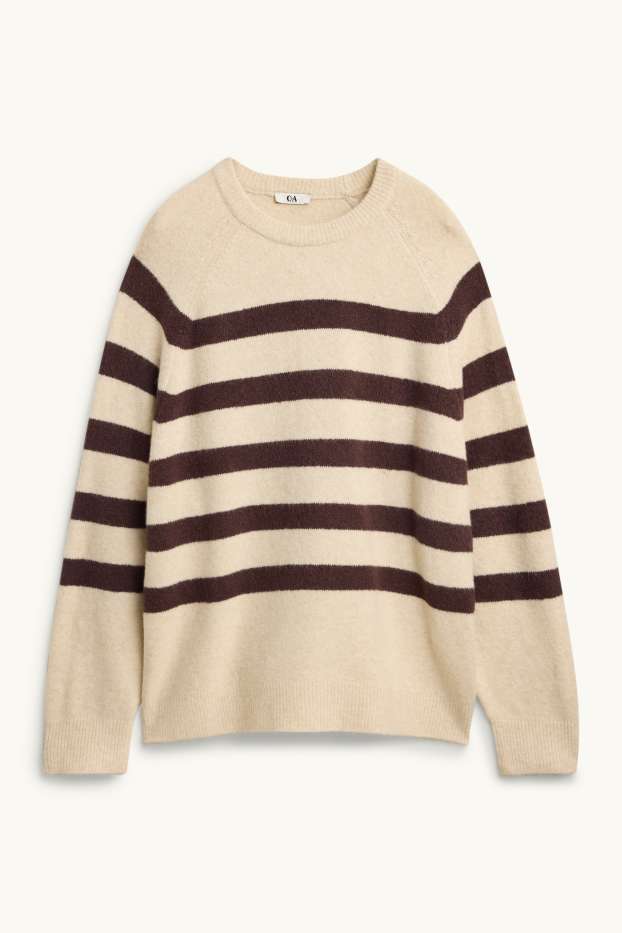 Donna - Maglione - righe - beige / marrone