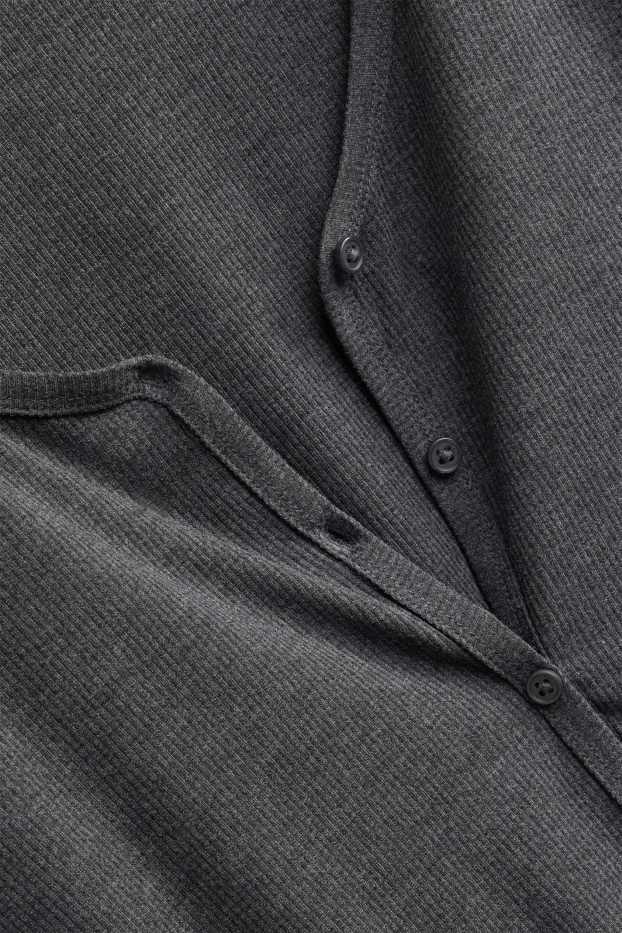 Femei - Bluză de pijama - reiată - gri închis