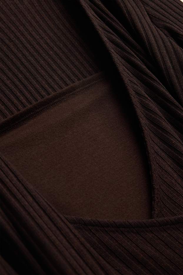 Femei - Tricou cu mânecă lungă pentru alăptare - relaxed fit - reiat - maro închis