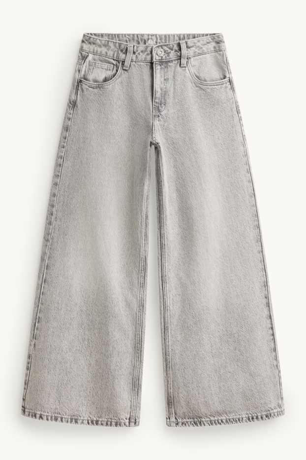 Děti - dívky - Wide leg jeans - džíny - světle šedé