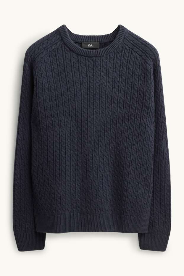 Herren - Pullover - Zopfmuster - dunkelblau