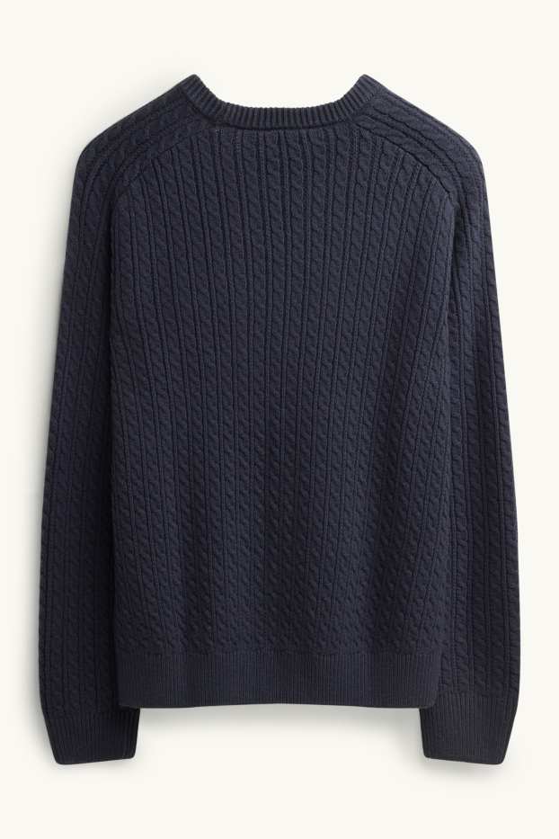 Herren - Pullover - Zopfmuster - dunkelblau