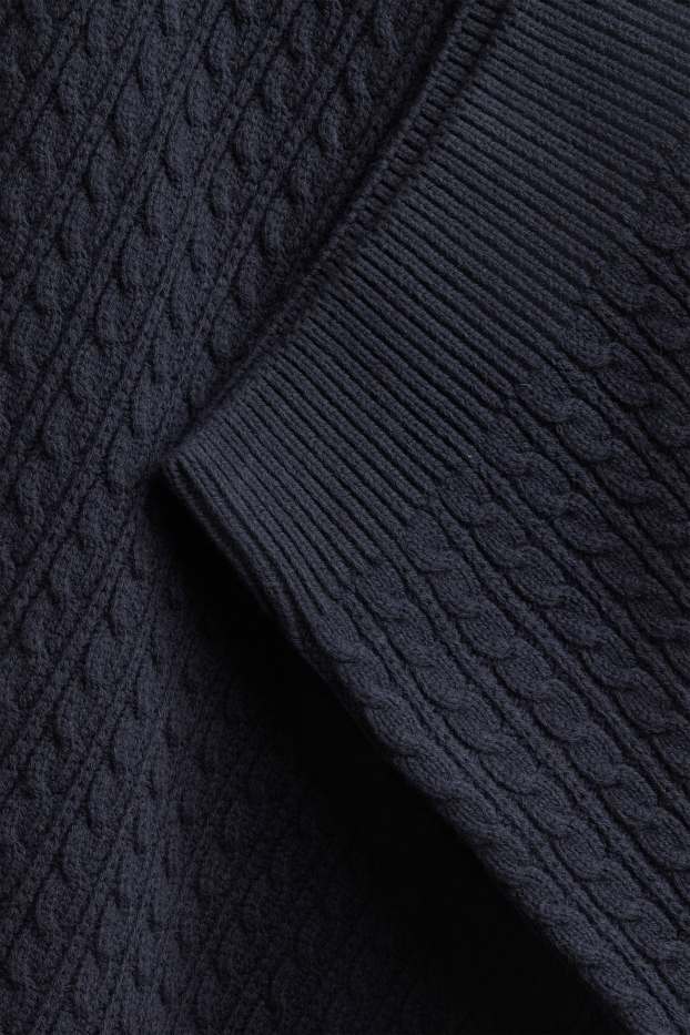 Herren - Pullover - Zopfmuster - dunkelblau