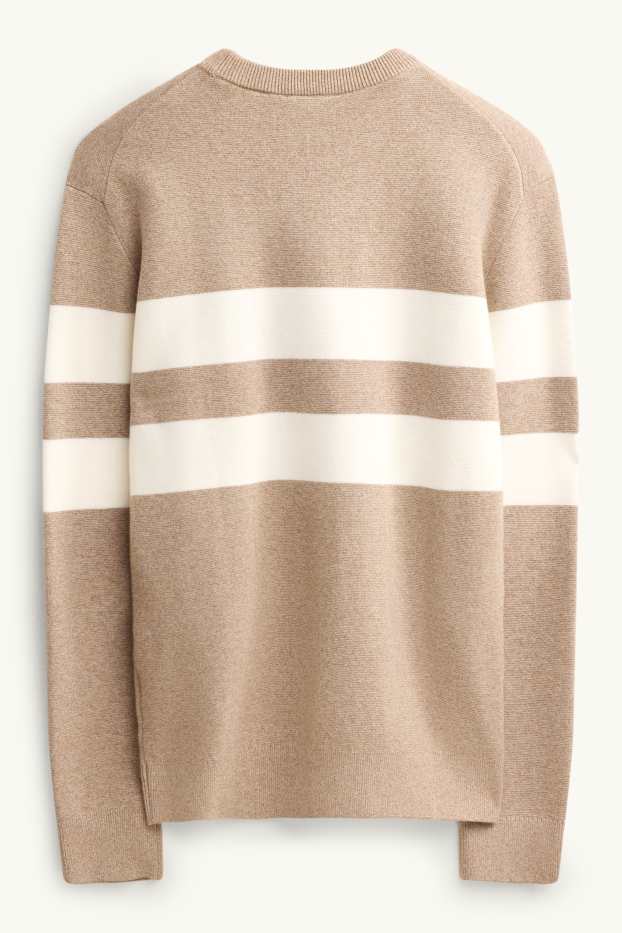 Bărbați - Pulover - cu dungi - bej