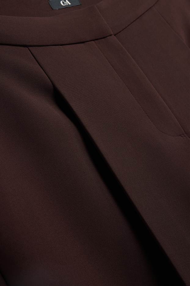 Femmes - Pantalon en toile - high waist - wide leg - marron foncé