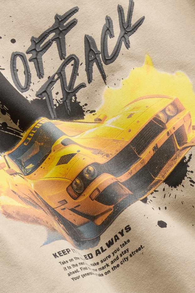 Kinder Buben - Auto - Sweatshirt - hellbraun