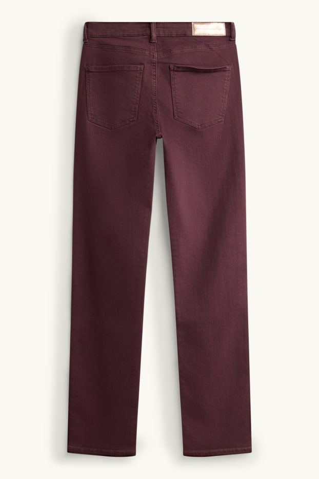 Women - Straight jeans - mid-rise waist - LYCRA ® - bordeaux