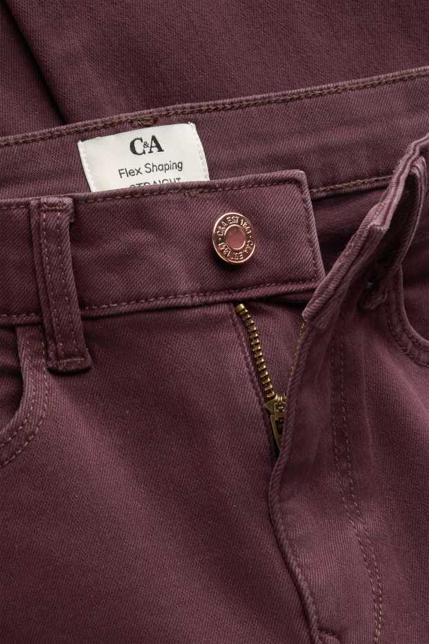 Women - Straight jeans - mid-rise waist - LYCRA ® - bordeaux