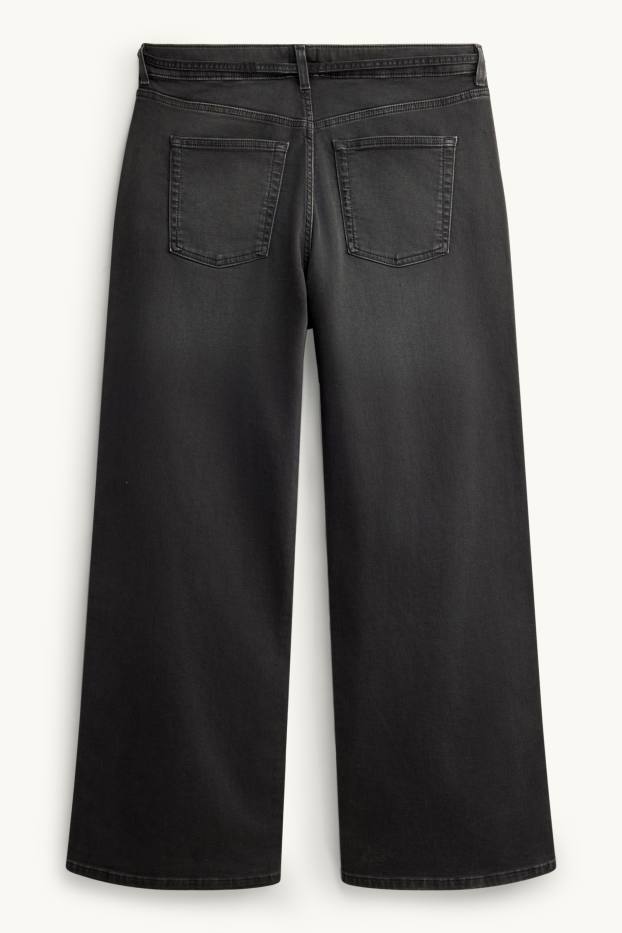 Dona - Wide Leg Jeans - mid waist - jog denim - LYCRA® - texà gris fosc