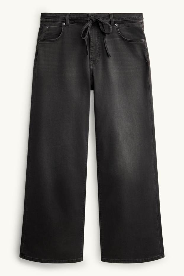 Dona - Wide Leg Jeans - mid waist - jog denim - LYCRA® - texà gris fosc
