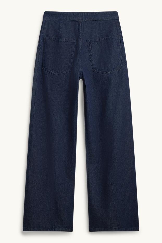 Damen - Wide Leg Jeans - Mid Waist - dunkeljeansblau
