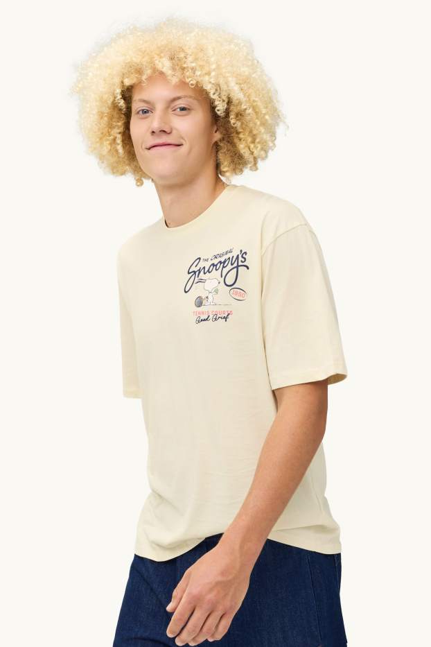 Herren - T-Shirt - Oversized - Snoopy - cremefarben