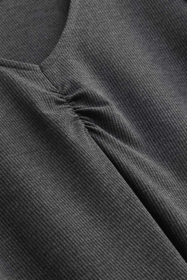 Femei - Bluză de pijama - reiată - antracit