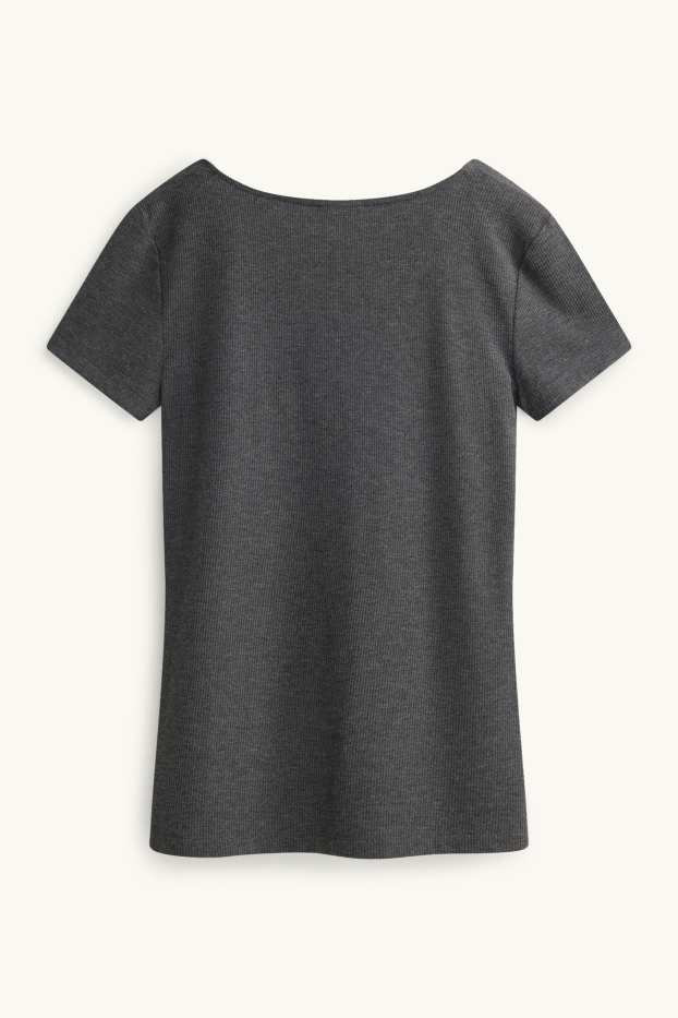 Femei - Bluză de pijama - reiată - antracit