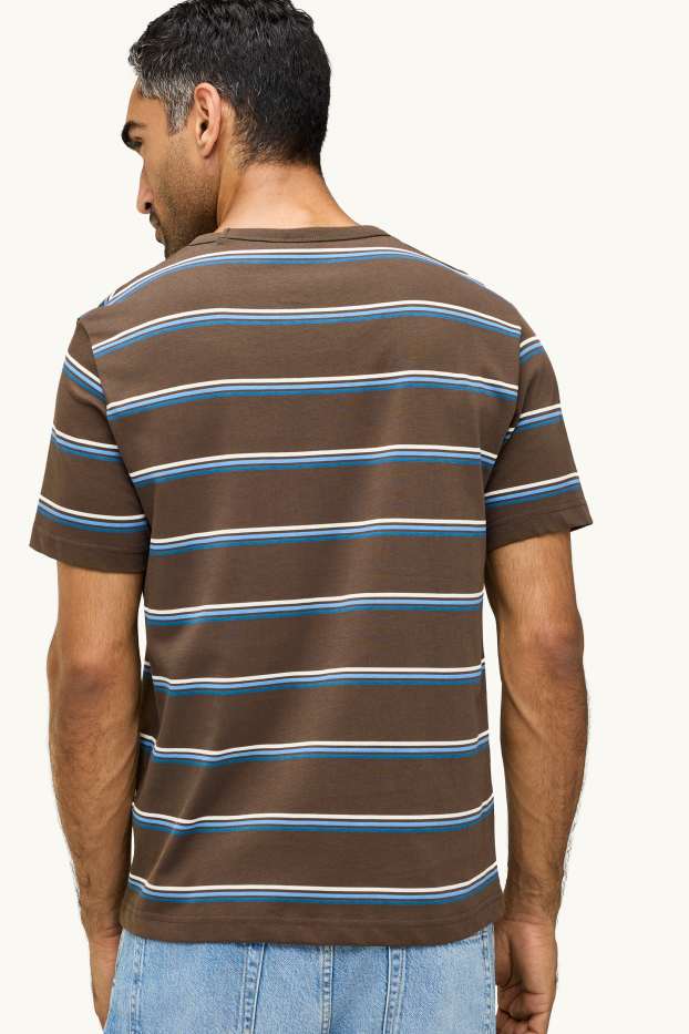 Herren - T-Shirt - Regular Fit - gestreift - braun / blau