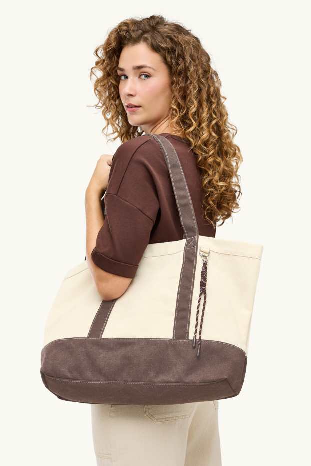 Dames - Grote shopper - bruin / beige