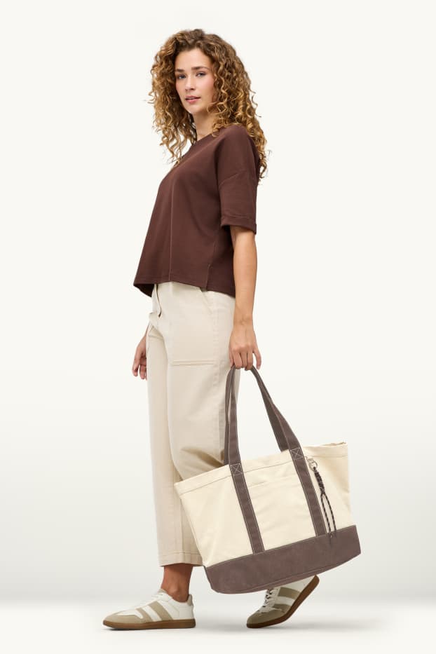 Dames - Grote shopper - bruin / beige