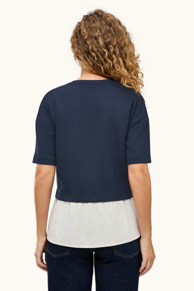 Donna - Felpa - effetto sovrapposto - blu scuro