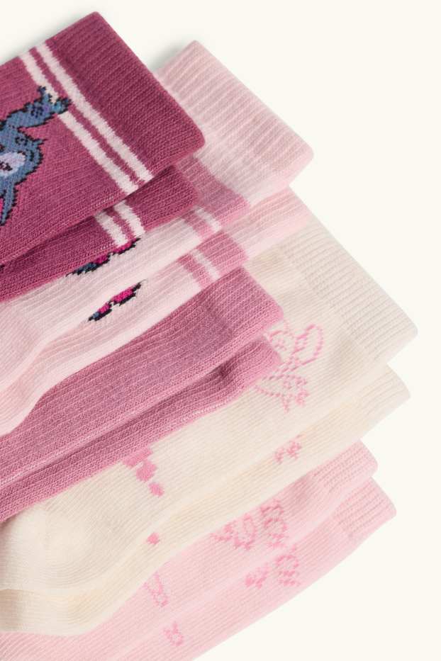Enfants filles - Lot de 5 paires - Lilo & Stitch - chaussettes à motif - rose