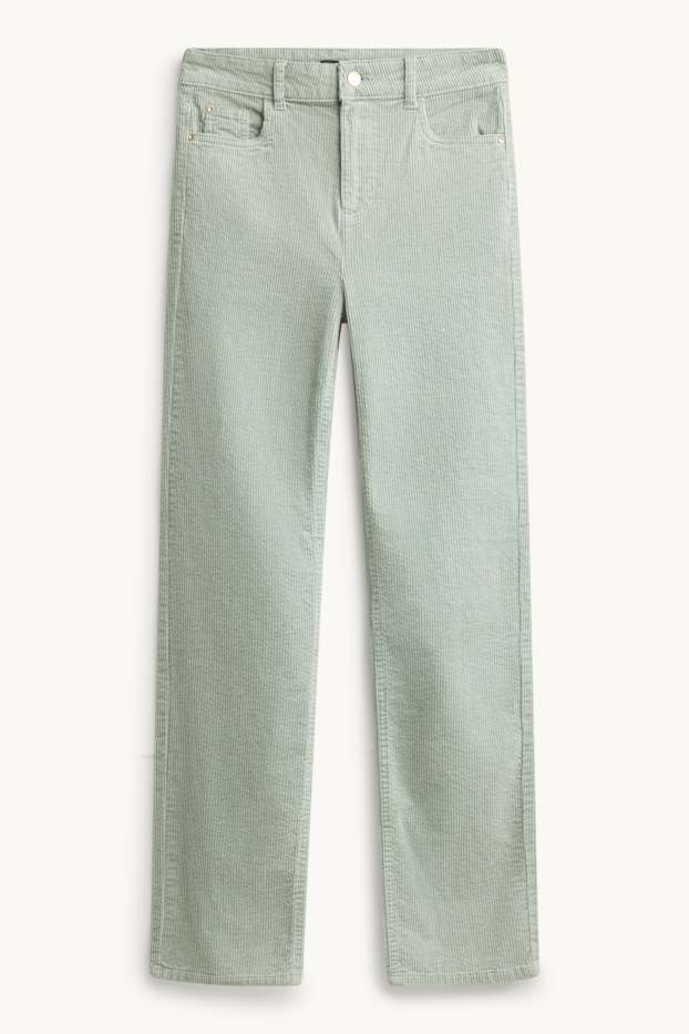 Damen - Cordhose - High Waist - Straight Fit - LYCRA ® - mintgrün