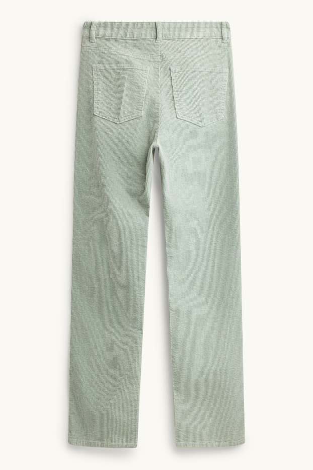 Damen - Cordhose - High Waist - Straight Fit - LYCRA ® - mintgrün