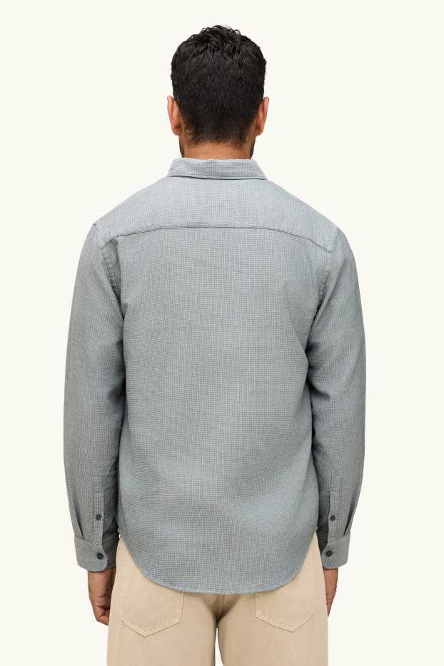 Uomo - Camicia - regular fit - collo all'italiana - tessuto tramato - grigio