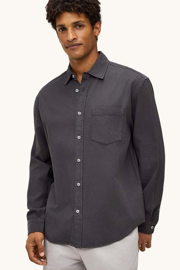 Herren - Hemd - Relaxed Fit - Kent - dunkelgrau