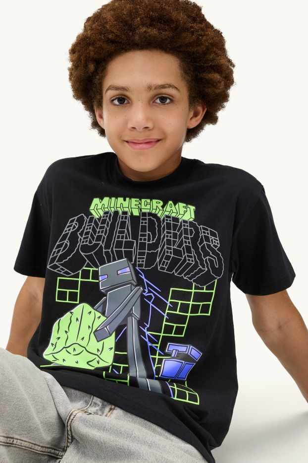Kinder Jungen - Minecraft - Kurzarmshirt - schwarz