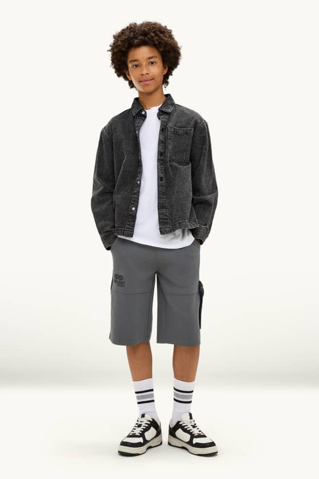Nen - Pantalons curts de xandall - gris fosc