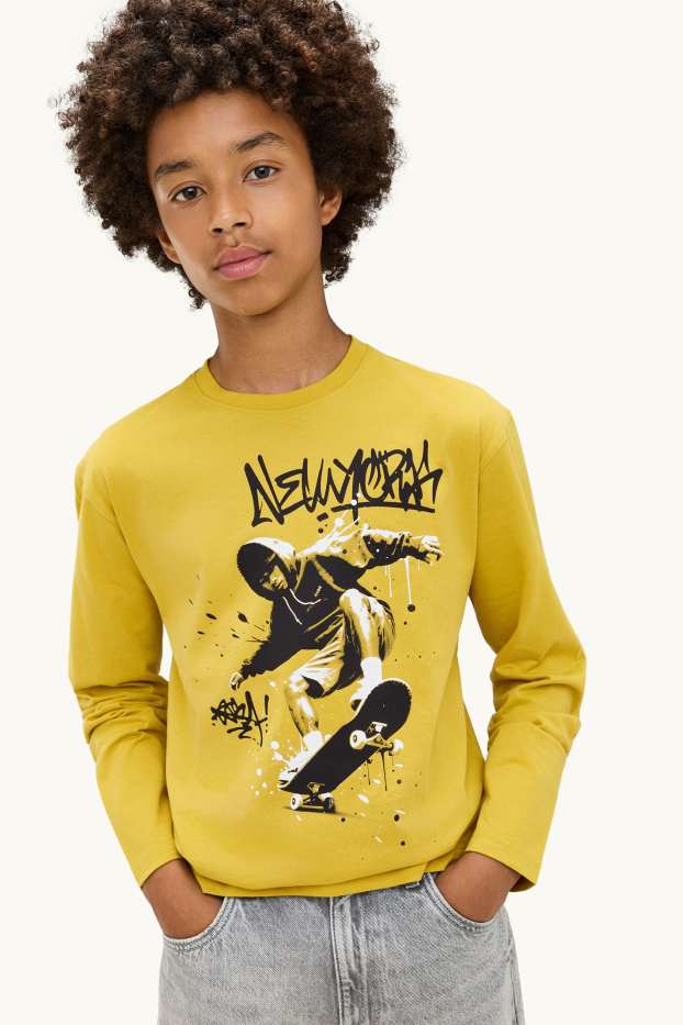 Kinderen: jongens - Skater - longsleeve - geel