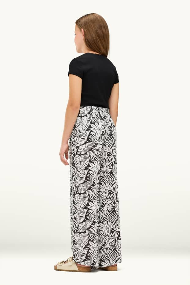 Enfants filles - Feuille - pantalon en toile - blanc / noir