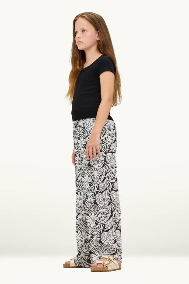 Enfants filles - Feuille - pantalon en toile - blanc / noir