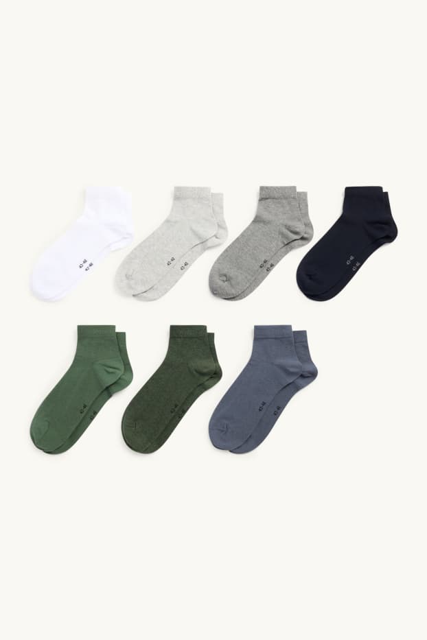 Uomo - Confezione da 7 - calzini corti - grigio / verde