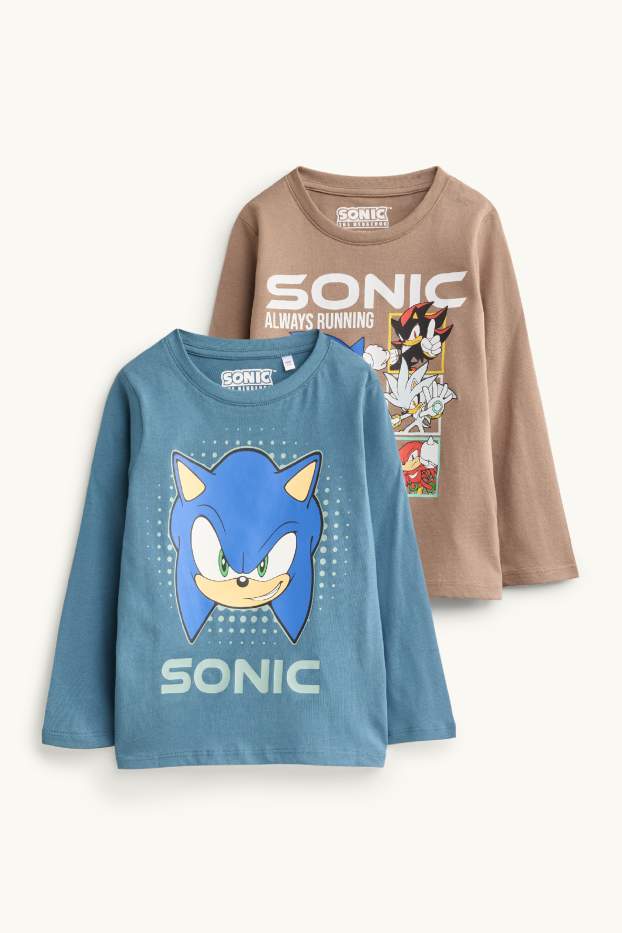Kinder Jungen - Multipack 2er - Sonic - Langarmshirt - braun / blau